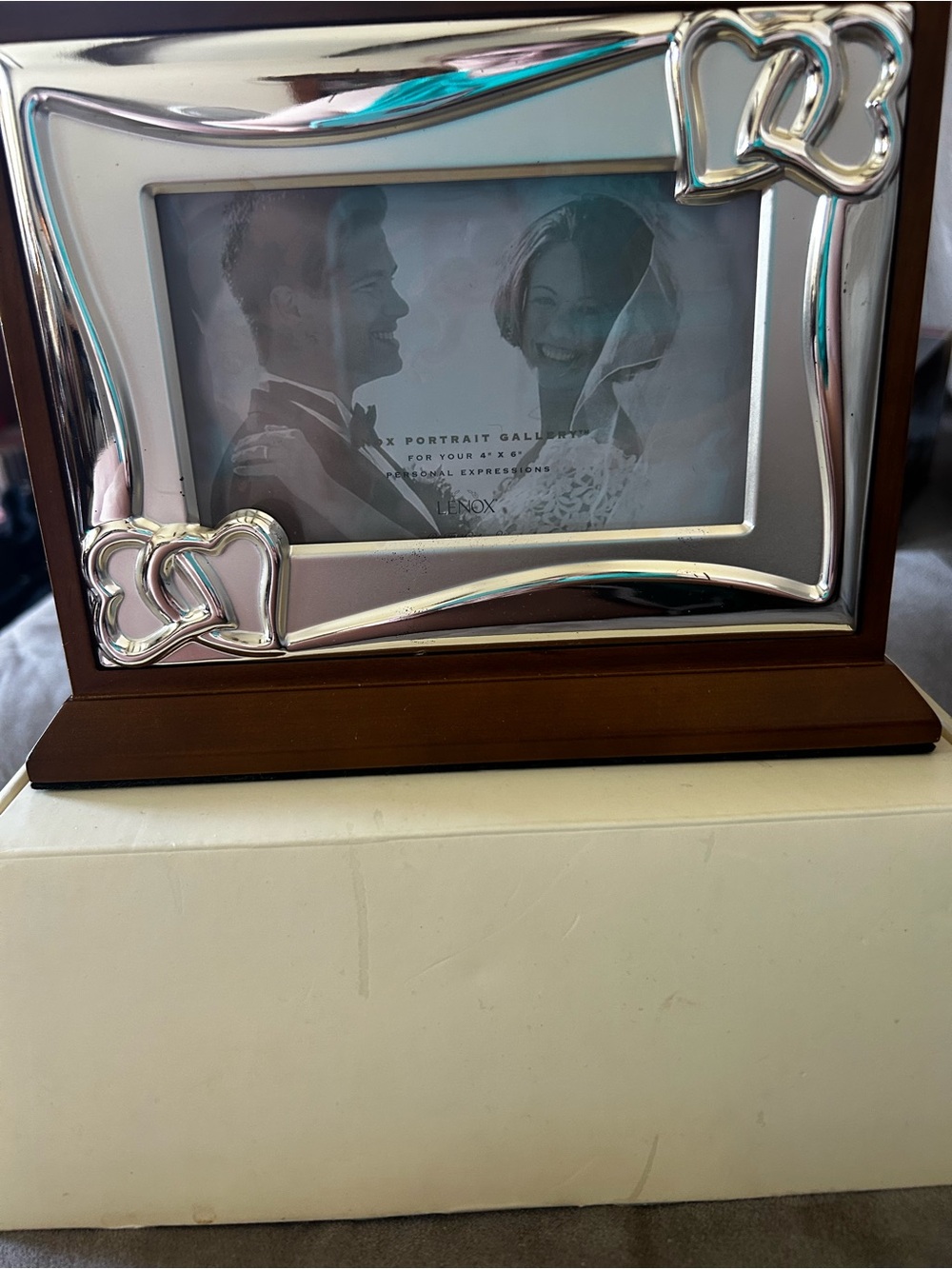 Lenox Silver and Brown Heart Accent Frame